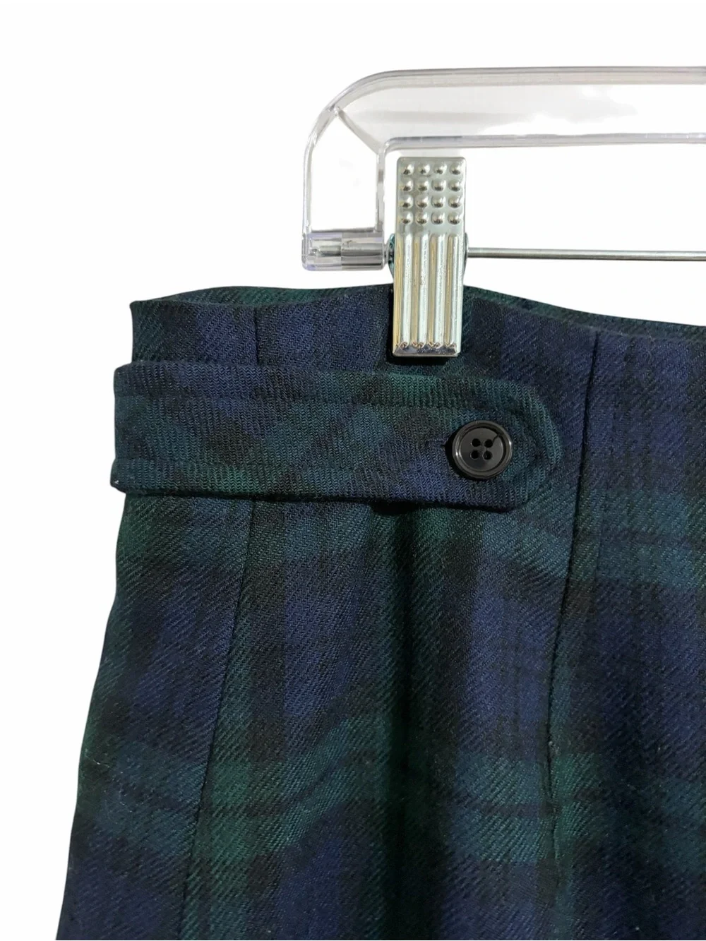 Talbots Blackwatch Plaid Wool Blend Skirt Green Blue Classic Preppy Career 12